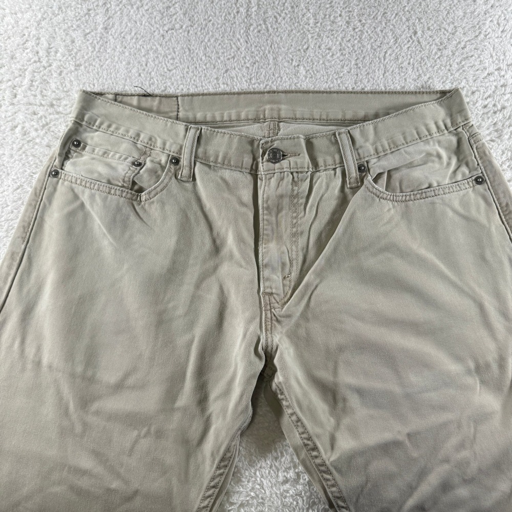 Levis 514 Pants Mens 36x34 Khaki Straight Chino Tan White Tab School 5 Pockets - Picture 6 of 12